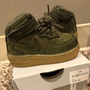 Toddler Olive Green Suede Air Force Ones